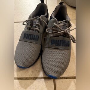 Puma Men's Gray and Blue Athletic Tennis  Shoes